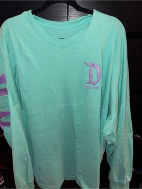 Disney Mint Green Long Sleeve Jersey with Purple 'D' Logo